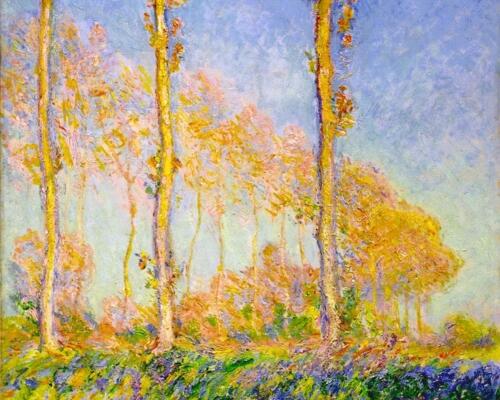 Painting in Acrylics: Monet-Inspired Poplars in Autumn Series