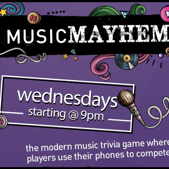 Interactive Music Trivia from Music Mayhem - No tickets or reservations needed.